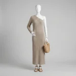 پیراهن بافتنی یقه رومی زنانه مدل PMM9 کرم - تصویر 3