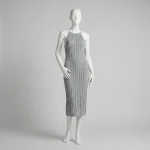 پیراهن بافتنی یقه باز زنانه مدل PMM7 طوسی فیلی - تصویر 3